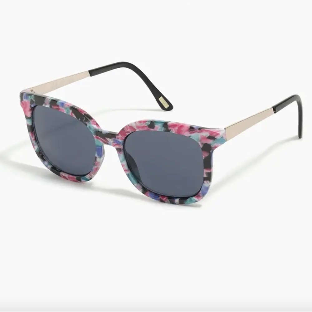J. Crew Floral Sunglasses with Black and Pink Floral and Gold